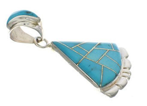 Sterling Silver And Turquoise Inlay Pendant EX32210